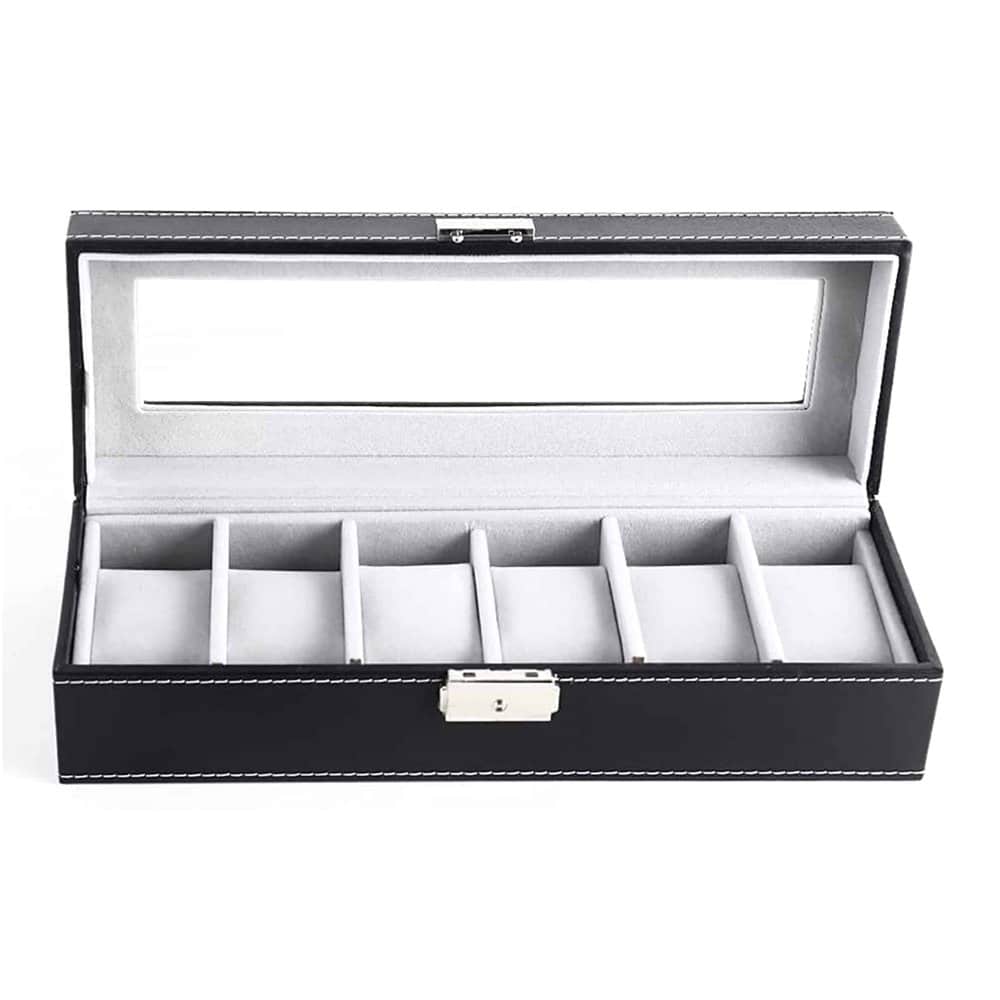 Killer Deals PU Leather 6 Slot Luxury Watch Organizer Display Case Box