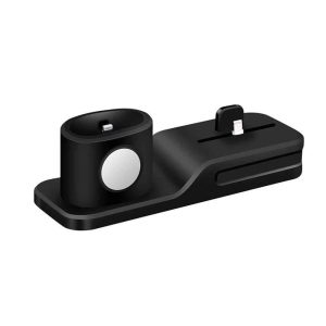 Killer Deals 3-in-1 Silicone Docking Stand for Apple iPhone, iWatch & AirPods - Black