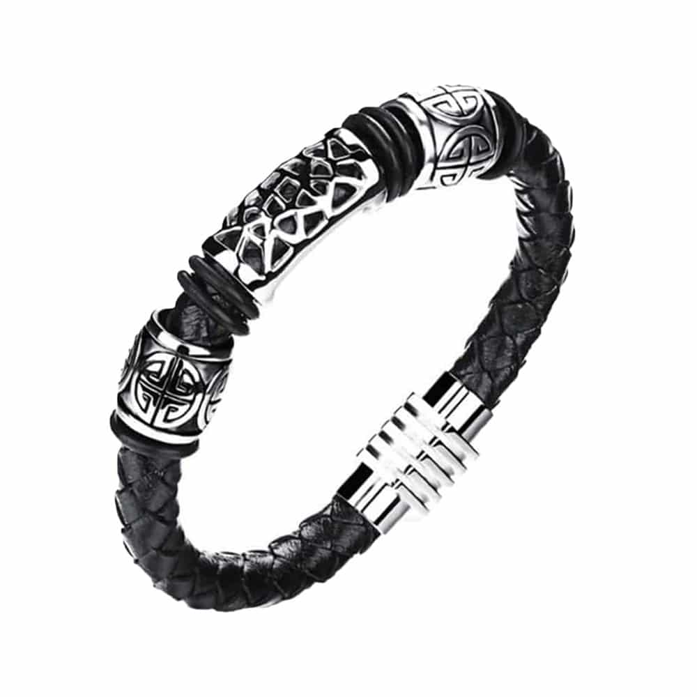 Killer Deals Braided Vegan Leather & Stainless Steel Rope Bracelet- M/L