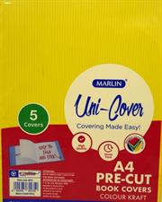 Marlin Kids Precut A4 Yellow Kraft Paper Book cover 5 pack