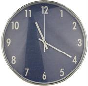 Casey Wall Clock Silver outer rim with Blue details 30cm